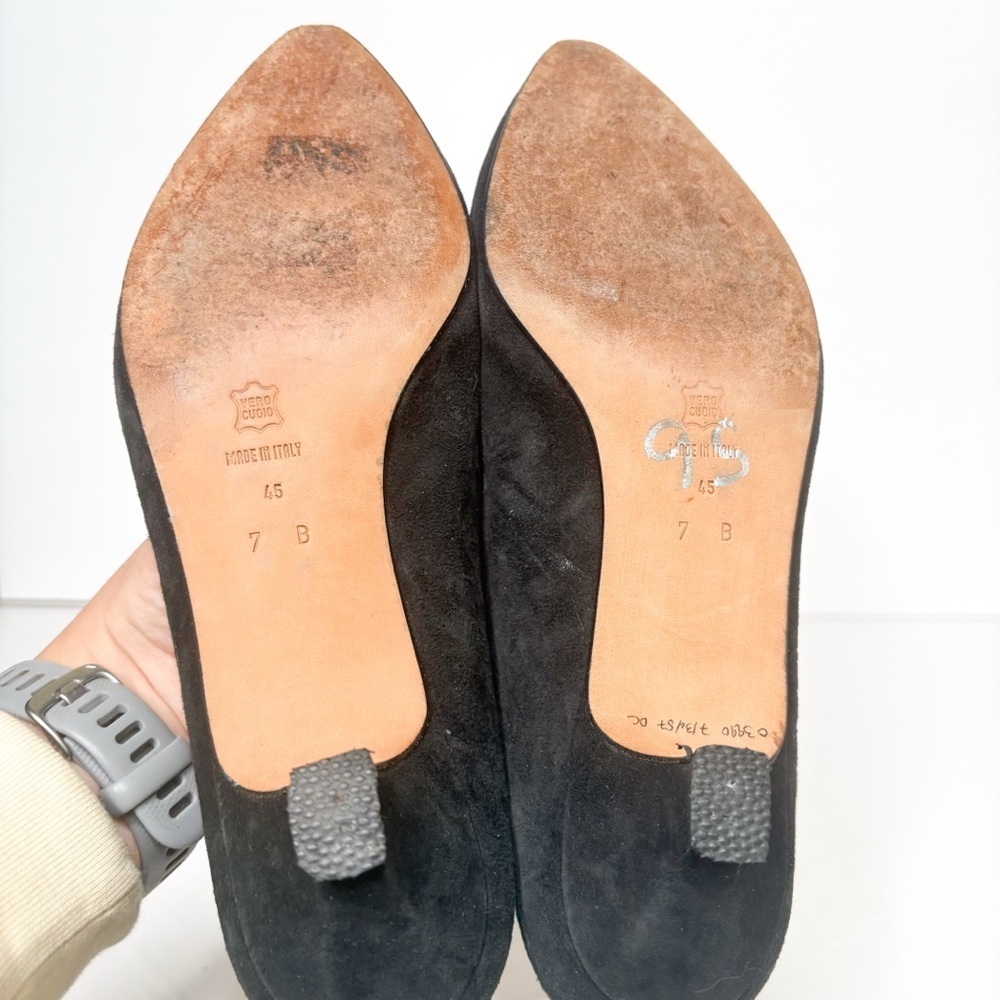 Vtg 80’s 90’s Via Spiga Elegant Black Women's Shoes with Floral Detail Size 7 - Picture 4 of 5